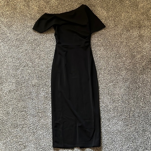 ASOS Dresses & Skirts - ASOS Black Midi One Shoulder Dress Size‎ 2